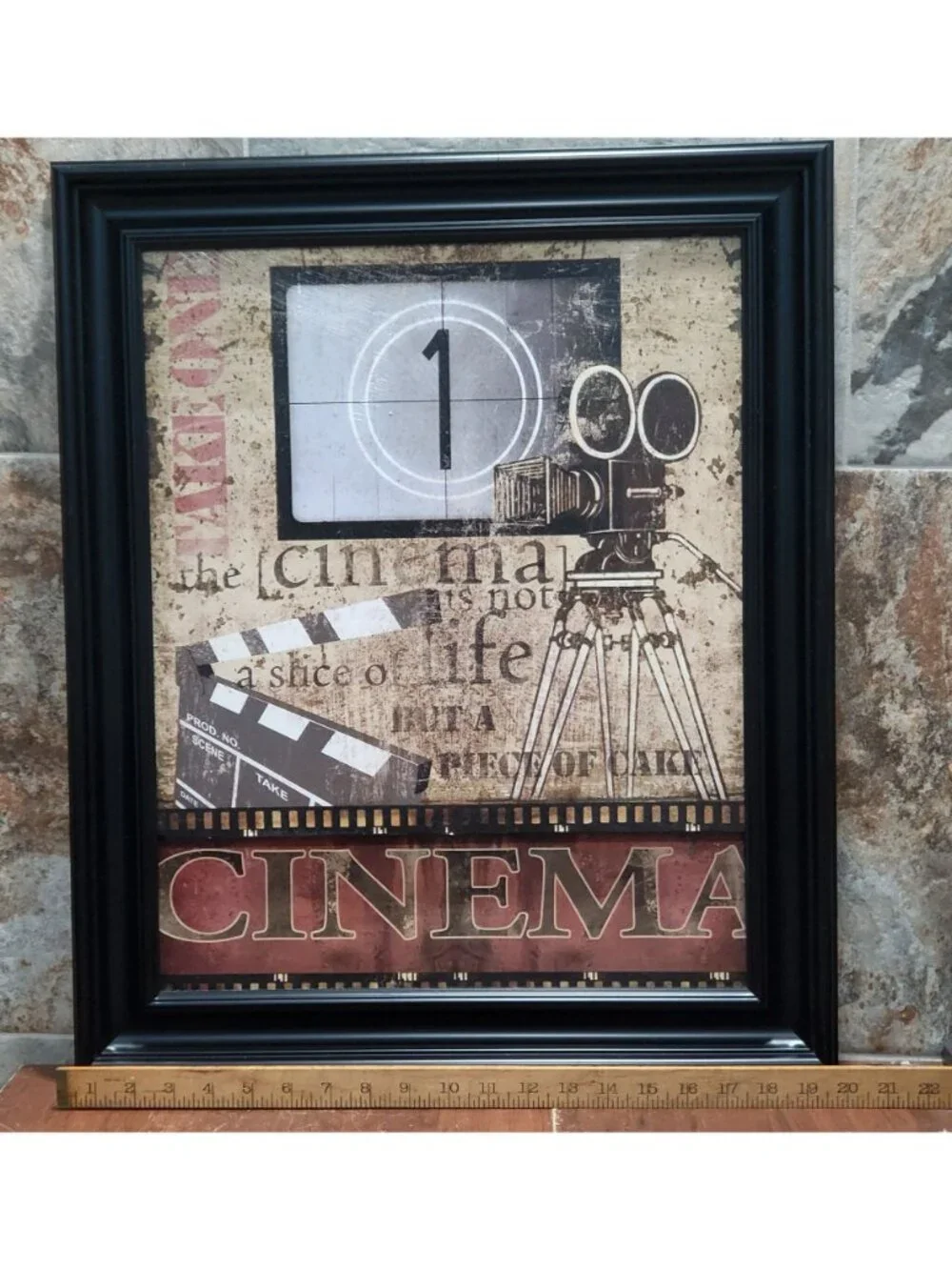 Framed Cinema Wall Art Movie Theater Quote Sign Art Slice of Life Piece of Cake